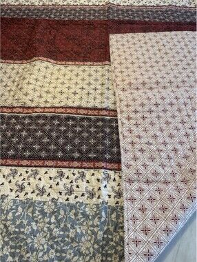Country Living Sears Full Queen Patchwork Quilt 100% Cotton Burgundy 89x87